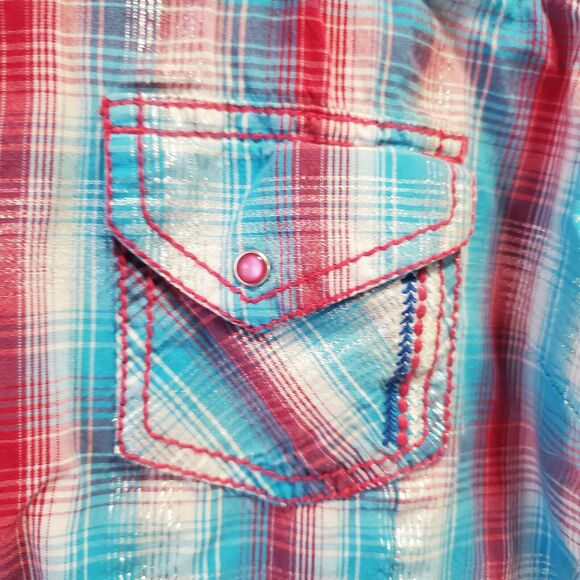 Ariat Shirt Junior XXL Colorful Pearl Snap Buttons Shimmer Embroidery Rodeo - Picture 6 of 12